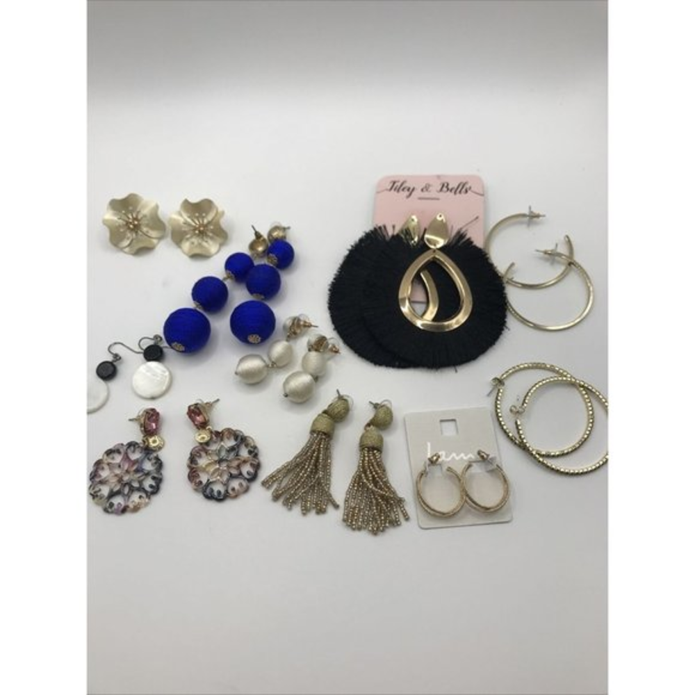 10 pairs dangle drop white blue black gold tone EARRINGS‎ lot